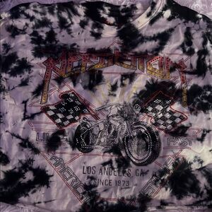 Affliction Graphic Tie-Dye T-Shirt with Motorcycle Design